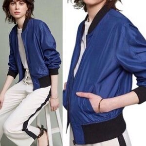 Anthropologie Hei Hei Juneworthy Navy Blue Bomber Jacket Size M NWT